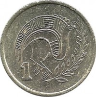 ​Монета 1 цент. 1990 год, Кипр.