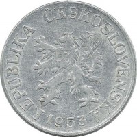​Монета 25 геллеров. 1953 год, Чехословакия.