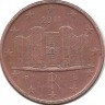 Италия. Монета 1 цент, 2011 год.  