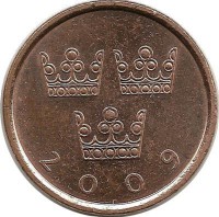 Монета 50 эре. 2009 год, Швеция. (SI).