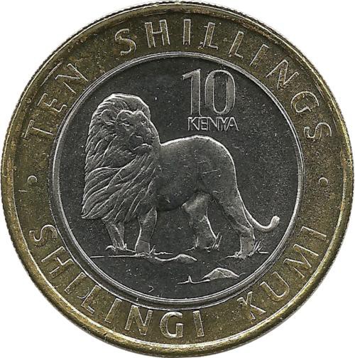 Лев. Монета 10 шиллингов. 2018 год, Кения. UNC.
