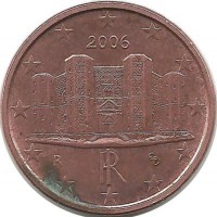 Италия. Монета 1 цент, 2006 год.  