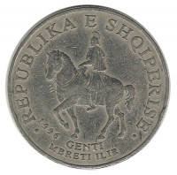Монета 50 леков. 1996 год. Иллирийский король Гентий.  Албания.