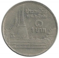 Монета 1 бат. 1989 год, Храм Ват Пхра Кео.  Тайланд. 