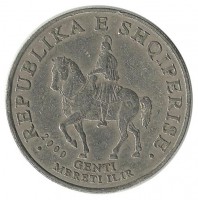Монета 50 леков. 2000 год. Иллирийский король Гентий.  Албания.