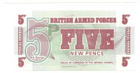 Банкнота 5 новых пенсов (5 new pence). Специальные ваучеры британских вооружённых сил.(англ.British Armed Forces Special Voucher) 1972 год.UNC. 