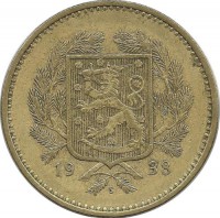 Монета 10 марок. 1938 год, Финляндия.