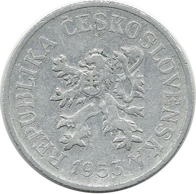 ​Монета 10 геллеров. 1953 год, Чехословакия.