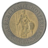 Монета 100 леков. 2000 год. Теута, королева Иллирии.  Албания.