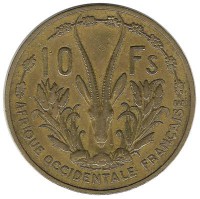 Монета 10 франков. 1956 год, Французская Западная Африка.