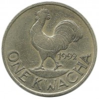 Петух. Монета 1 квача, 1992 год, Малави.