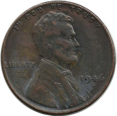 Линкольн. 1 цент 1946г. D.  (Денвер) , CША.