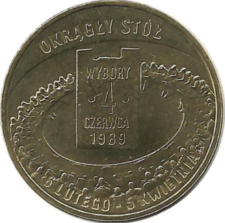 Выборы 4 июня 1989.  Монета 2 злотых, 2009 год, Польша.