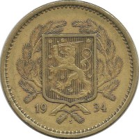 Монета 20 марок. 1934 год, Финляндия.