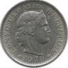 Монета 20 раппенов. 1970 год, Швейцария.  