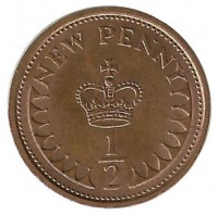 Монета 1/2 нового пенни 1973 . Великобритания.