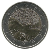 70 лет окончанию Второй Мировой войны.   Монета 2 евро. 2015 год, Франция. UNC.