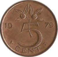 Монета 5 центов 1979г. Нидерланды 