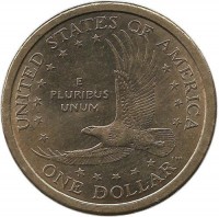 Монета 1 доллар Сакагавея. Парящий орел. 2001г. (D.), США.