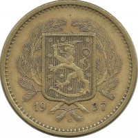 Монета 20 марок. 1937 год, Финляндия.