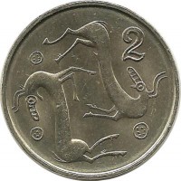 ​Монета 2 цента. 1998 год, Кипр.