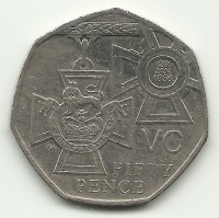  Монета 50 пенсов 2006г. 150 лет со дня учреждения "Креста Виктории". Великобритания.