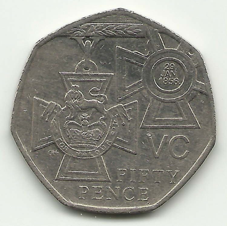  Монета 50 пенсов 2006г. 150 лет со дня учреждения "Креста Виктории". Великобритания.