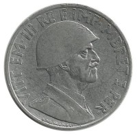 Монета 1 лек. 1939 год, Албания.