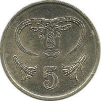 ​Бык. Монета 5 центов. 1998 год, Кипр.