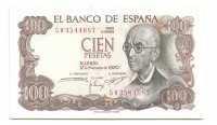 Испания. Банкнота 100 песет. 1970 год. UNC.