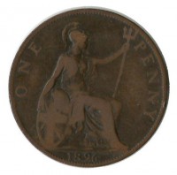Монета  1 пенни 1896 г. Великобритания.