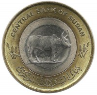 Бык ватусси. Монета 20 пиастров. 2006 год, Судан. UNC.
