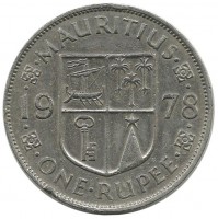 Монета 1 рупия, 1978 год, Маврикий.