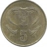 Бык. Монета 5 центов. 2001 год, Кипр.