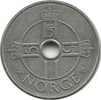 Монета 1 крона. 1999 год, Норвегия.  
