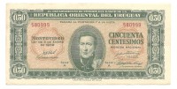 Банкнота 50 сентесимо. 1939 год. Уругвай. UNC.  