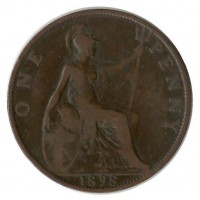 Монета  1 пенни 1898 г. Великобритания.