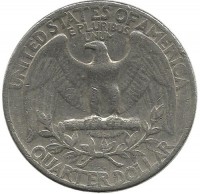  Вашингтон. Монета 25 центов. 1965 год, Филадельфия, США.