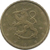 Монета 10 центов 2012 год, Финляндия.  