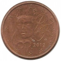 Франция. Монета 1 цент. 2012 год.