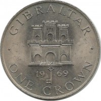 Монета 1 крона. 1969 год. Гибралтар. UNC.