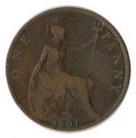 Монета  1 пенни 1901 г. Великобритания.
