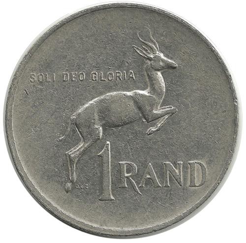 Спрингбок (антилопа-прыгун).  Монета 1 ранд. 1983 год, ЮАР.