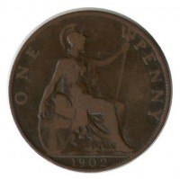 Монета  1 пенни 1902 г. Великобритания.