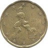 Италия. Монета 20 центов, 2002 год. 
