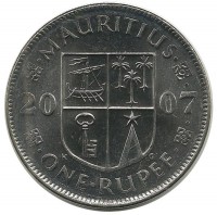 Монета 1 рупия, 2007 год, Маврикий. UNC.