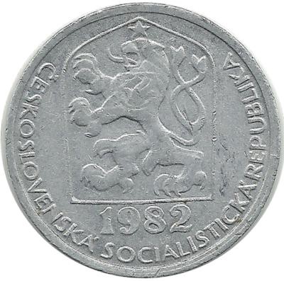 Монета 10 геллеров. 1982 год, Чехословакия.  