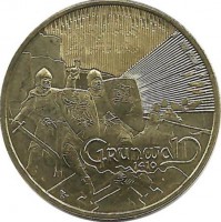 600 лет Грюнвальдской битвы.  Монета 2 злотых, 2010 год, Польша.