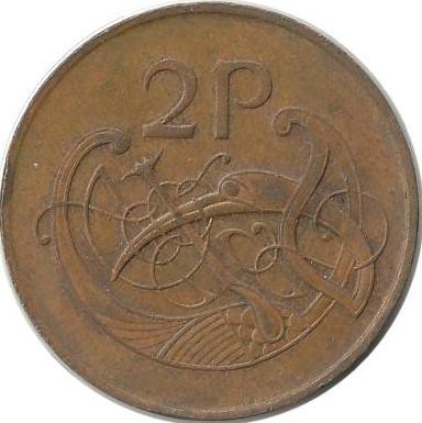 Птица. Ирландская арфа. Монета 2 пенса. 1978 год, Ирландия.