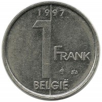 Монета 1 франк.  1997 год, Бельгия.  (Belgie)